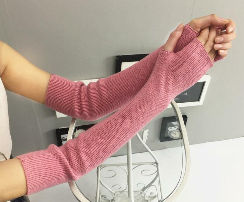 Cashmere arm sleeves autumn and winter long fingerless half-finger gloves thick warm fake sleeves