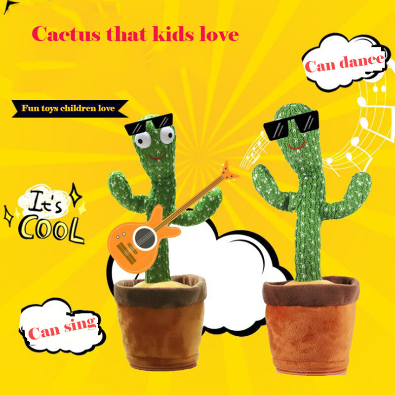 2021 neue Lustige 32 Cm Elektrische Tanzen Pflanze Kaktus Plüsch Plüsch Spielzeug mit Musik Kinder Kinder Geschenke Büro Schlafzimmer Dekorationen