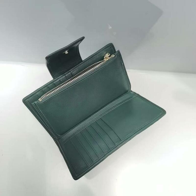 Freies verschiffen 2020 die neuen stil, mode und schöne plissiert echtem leder schaffell frauen brieftasche 5 farbe 16cm