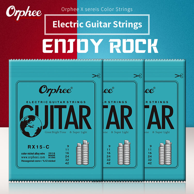 Orphee RX15-C Color Electric Guitar Strings Copper Alloy Wound 1st-6th (.009-.042) 6pcs