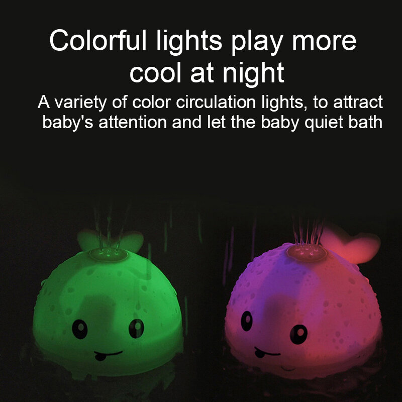 Brinquedos de banho da baleia elétrica com luz música conduziu a luz brinquedos do bebê brinquedos de banho da piscina do chuveiro de água do pulverizador para crianças