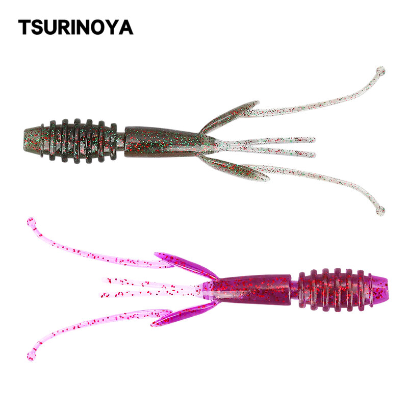 TSURINOYA-SEÑUELOS DE pesca de camarón, 88mm, SL-2006 blando, 2,2g, cebos artificiales de silicona, aparejos de gusano suave