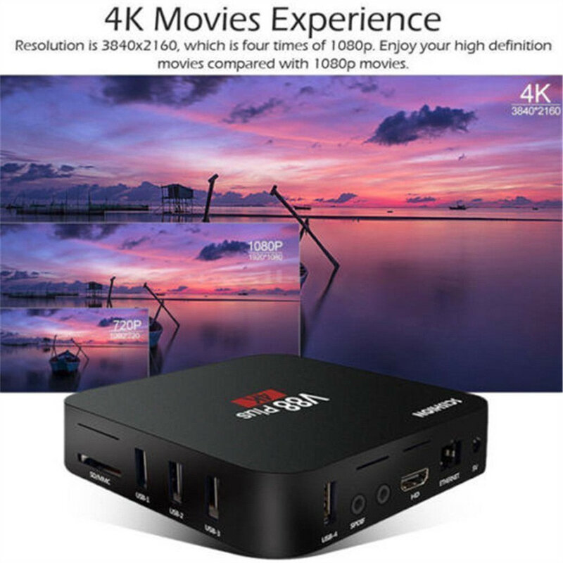 Décodeur Smart Tv V88 Rk3229, 4k, Quad core, 8 go, Wifi, lecteur multimédia, application Android
