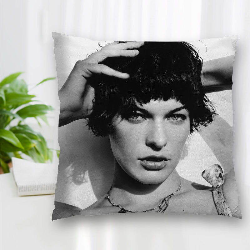 Gran oferta personalizado decorativo funda de almohada Actor Milla Jovovich funda de almohada cuadrada con cremallera mejor bonito regalo 20X20cm 35X35cm 40x40cm