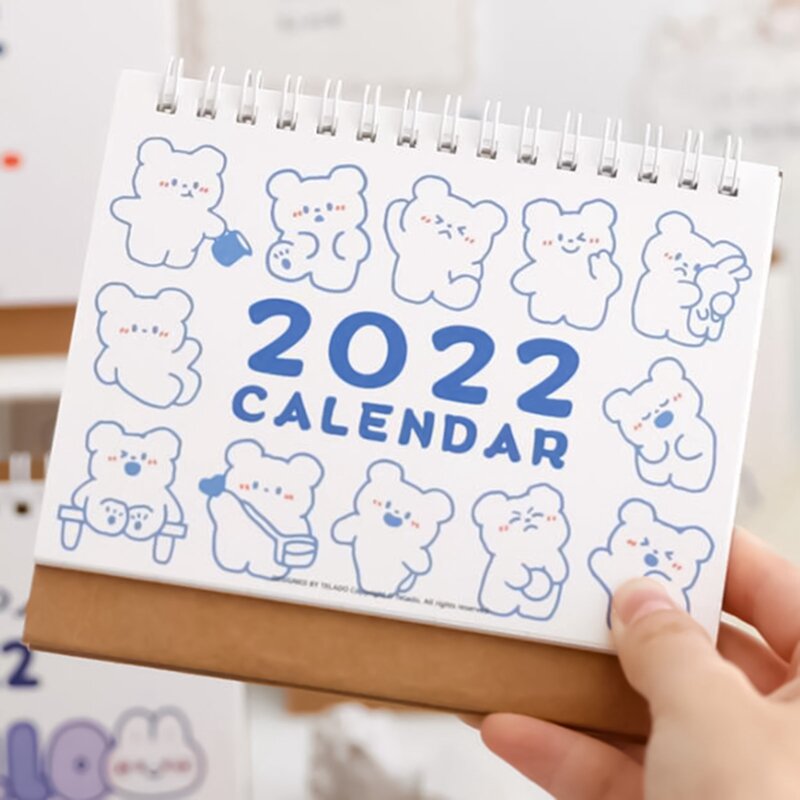 2022 calendário ano do tigre pequeno criativo simples bonito dos desenhos animados mesa calendário agenda planejador de mesa material escolar escritório