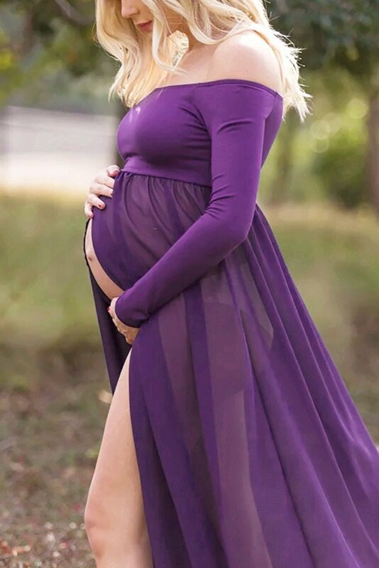 임신 복장 사진 소품 사진 촬영을위한 드레스 맥시 가운 드레스 출산 옷 임신 한 여자 Premama Vestido
