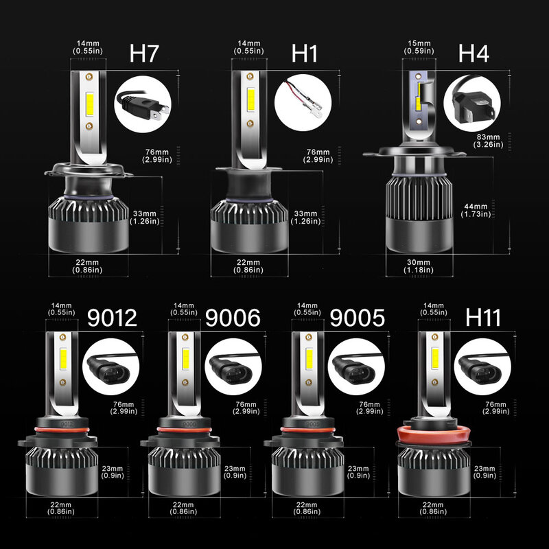 Galaxy – phares de voiture Led H7, H1 H11 9005HB3 9006 9012, phares H8 H9 H4 CSP, 20000LM, ampoule 12V extrêmement lumineuse, 2 pièces