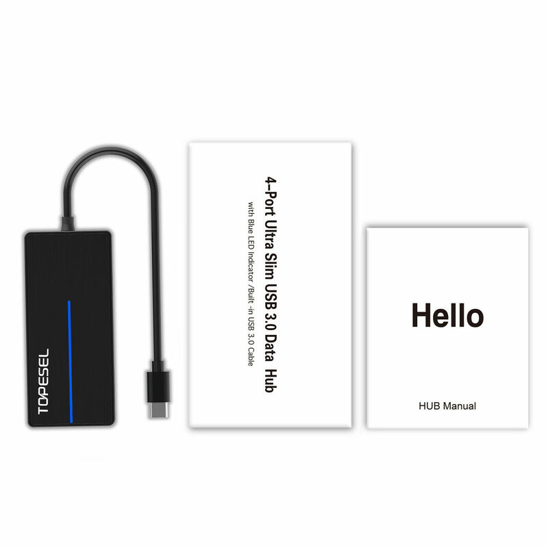 Adattatore Hub dati USB 3.0 a 3 porte Ultra sottile tipo C TF/SD Card indicatore LED blu
