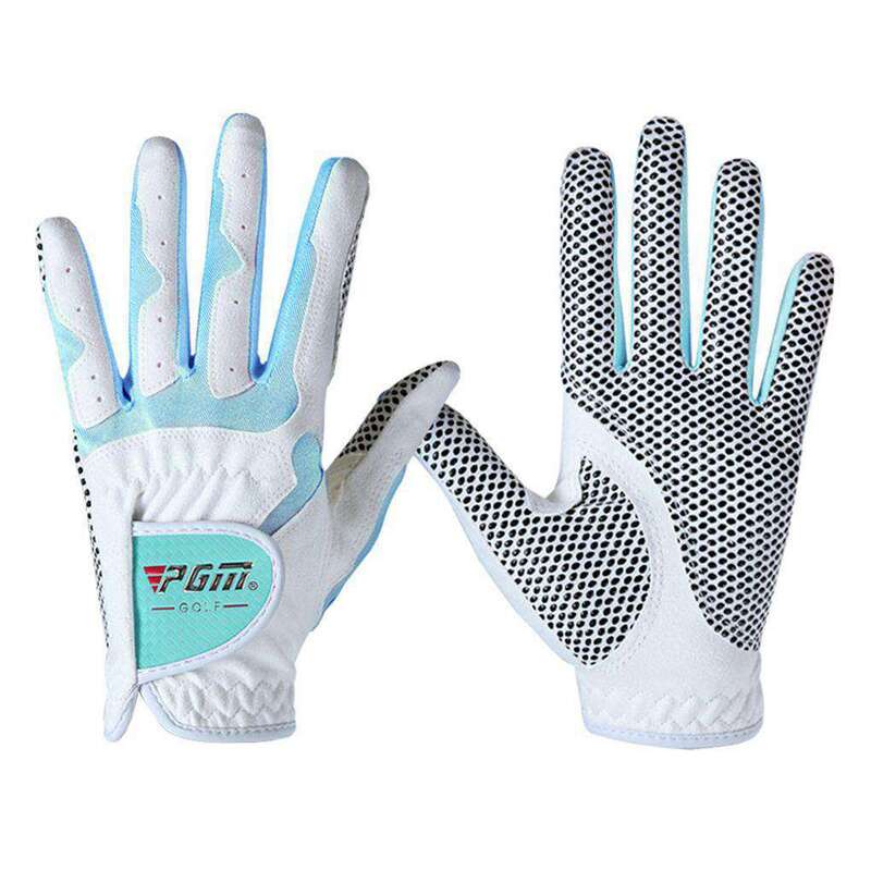 女性のゴルフ手袋抗スリップデザイン左と右手顆粒マイクロファイバー布通気性ソフトスポーツ手袋