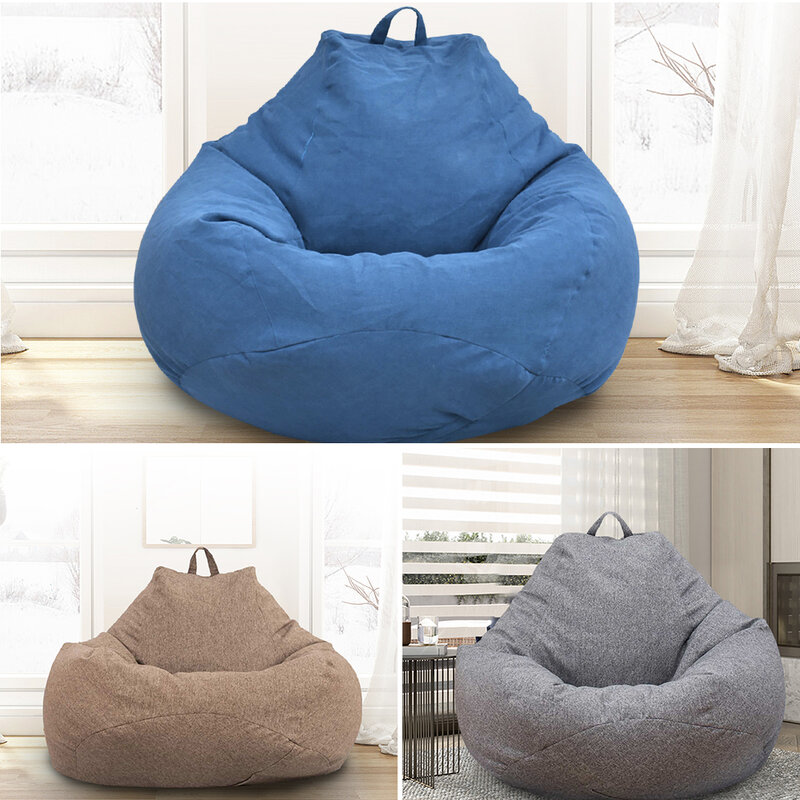 NEW Large Small Lazy Sofas Cover Chairs without Filler Linen Cloth Lounger Seat Bean Bag Pouf Puff Couch Tatami Living Room