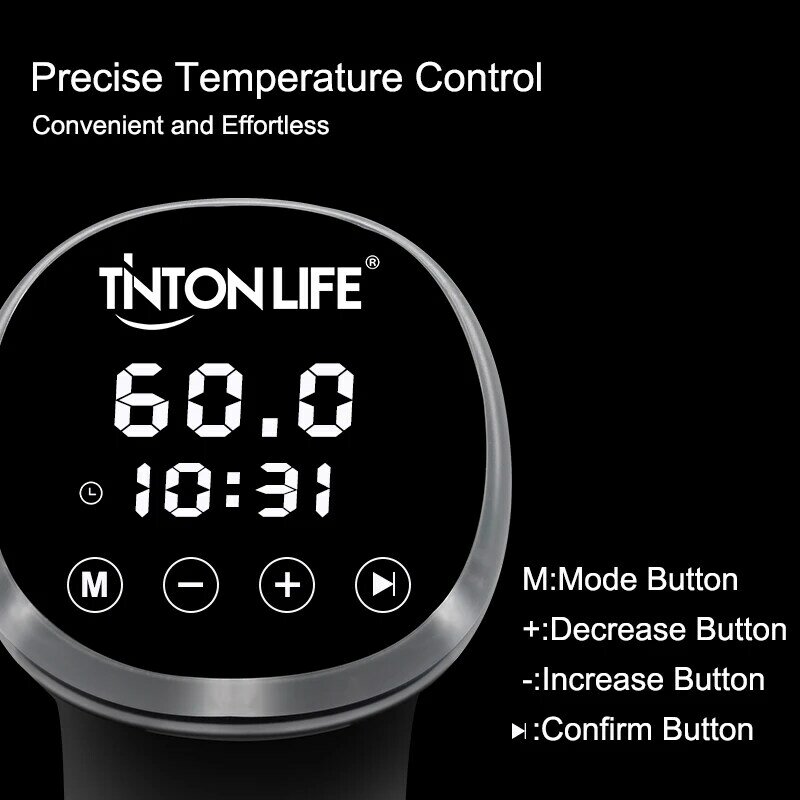TINTON LIFE-circulador de inmersión para cocción lenta de alimentos, resistente al agua IPX7 Sous Vide, 1200W, con LCD, Control Digital preciso