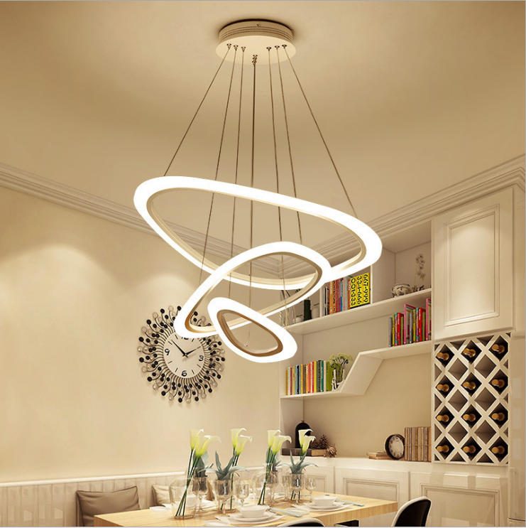 Nórdicos creativo atmosférica anillo araña led habitación sala de comedor, lámparas de habitación Post-moderno acrílico Simple lámparas