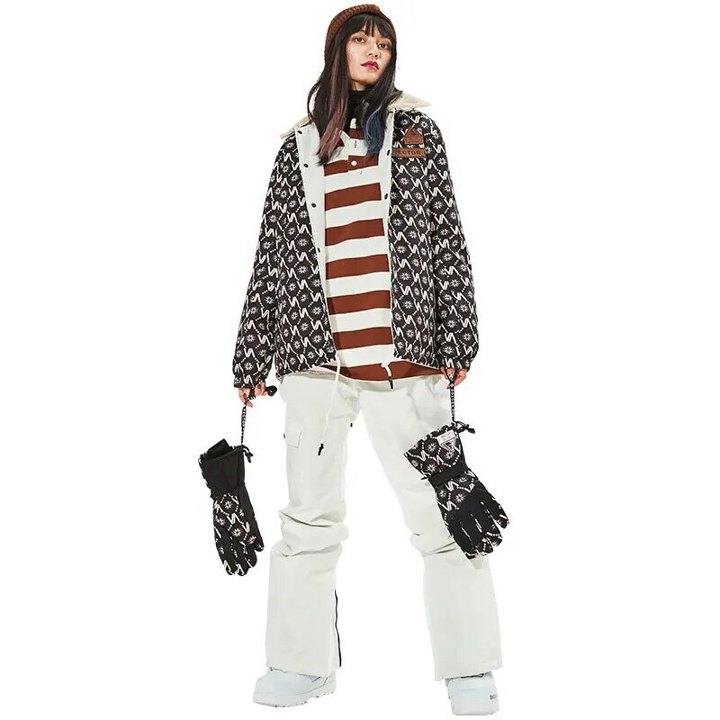 Combinaison de Ski réversible pour femme, veste épaisse et chaude, pantalon de neige coréen, coupe-vent, pour le snowboard, hiver