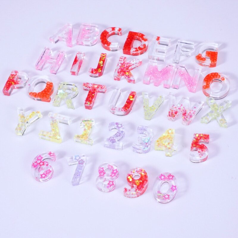 Alphabet Crystal Epoxy Resin Mold English Letters Number Pendant Casting Silicone Mould DIY Crafts Jewelry Making Tools