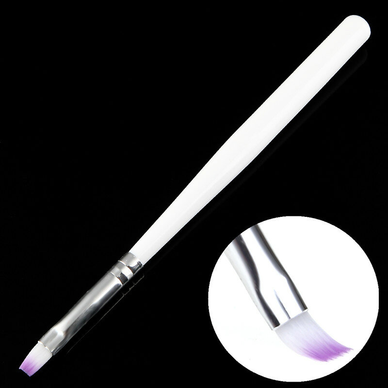 Pincel de Gel UV para dibujar y pintar, pincel de Color púrpura degradado, mango blanco, extensión de Gel UV para manicura