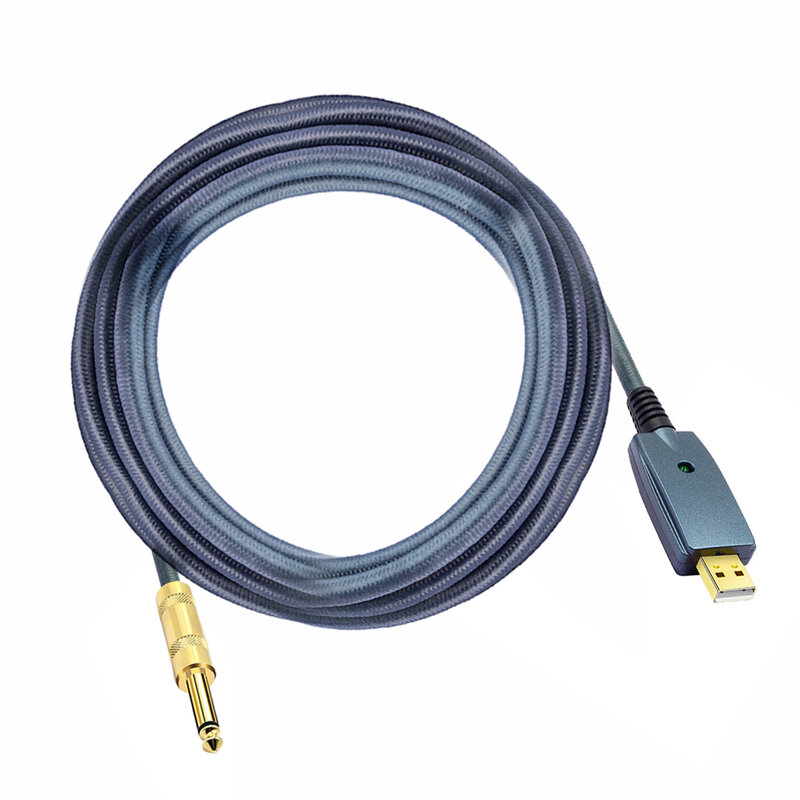 USB kabel gitarowy kabel gitarowy elektryczny akcesoria gitarowe gitara złącze Audio Adapter przewodu 6.35mm kabel gitarowy interfejs