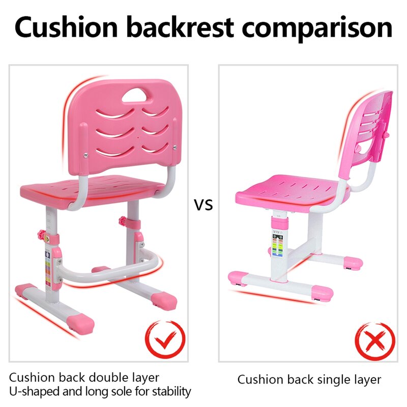 【미국 준비 저장】 70CM 리프팅 테이블은 어린이 학습과 의자 핑크를 기울일 수 있습니다 (램프없이 독서 스탠드 포함)