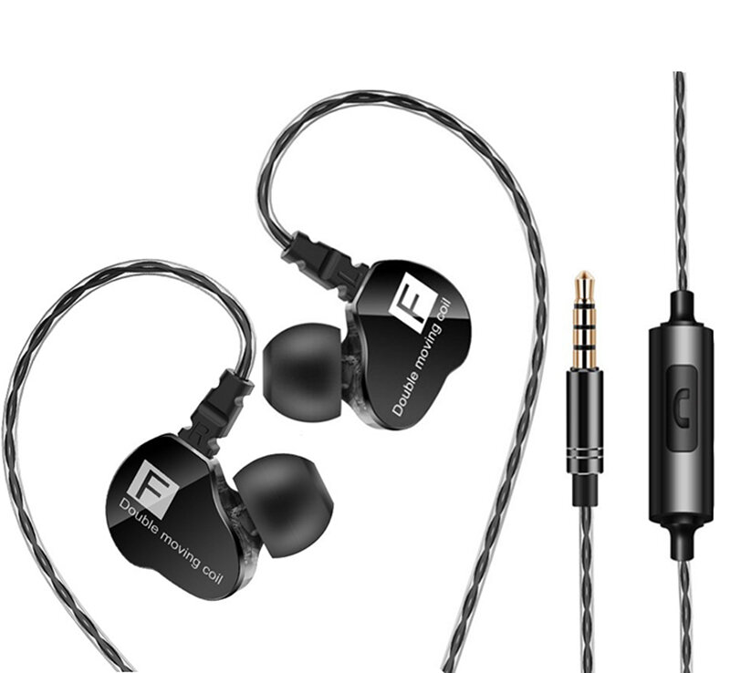 Qkz ck9 fones de ouvido com fio de alta fidelidade baixo estéreo som esporte earbud fone com microfone esportes subwoofer