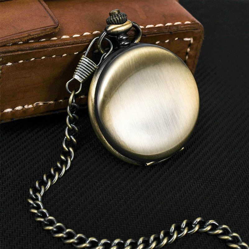 Moda 37CM Fob Chain orologio da tasca al quarzo in acciaio liscio orologio da tasca Vintage con quadrante romano Nmber orologio da regalo