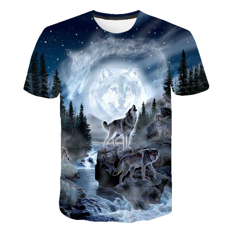 Male Fashion T-shirt Male 2019 Newest 6XL Wolf 3D Print Animal Cool Funny T-Shirt Men Short Sleeve Summer Tops T Shirt Tshirt