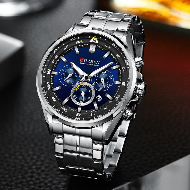 CURREN-reloj analógico de cuarzo para hombre, accesorio de pulsera resistente al agua con cronógrafo, complemento Masculino deportivo de marca de lujo con fecha automática, 2021