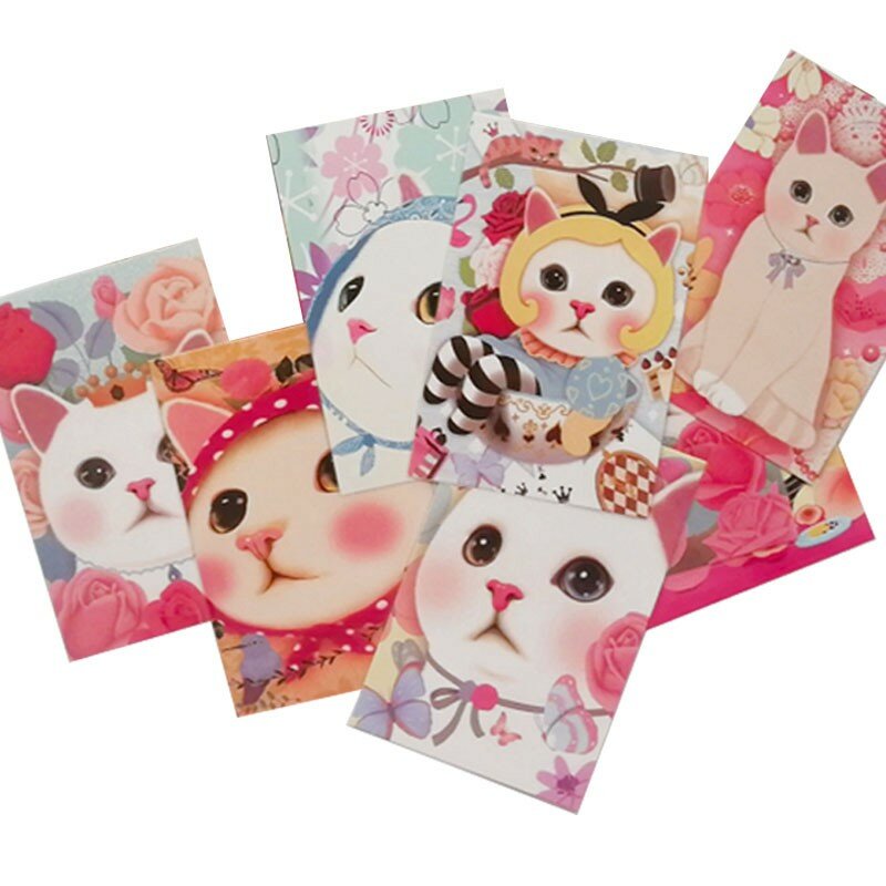 10ชิ้น/ล็อต Kawaii การ์ตูนแมวโปสการ์ดกลุ่มการ์ดปีใหม่บัตรอวยพรของขวัญ