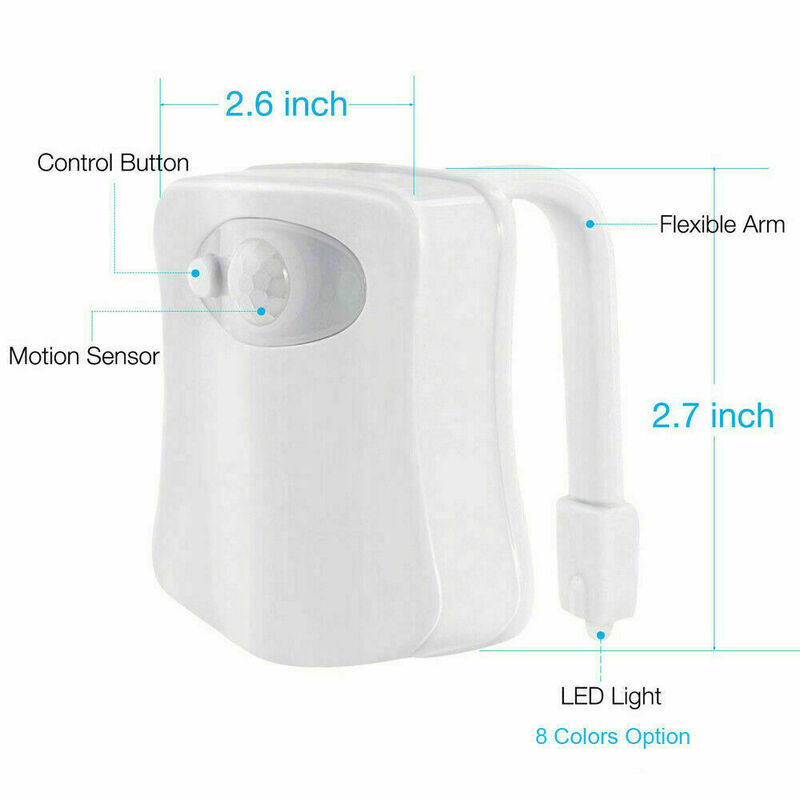 Lumière de cuvette de toilette à LED 8 modes détection automatique du corps, lampe de nuit à Led avec capteur de mouvement, rétro-éclairage étanche pour salle de bains