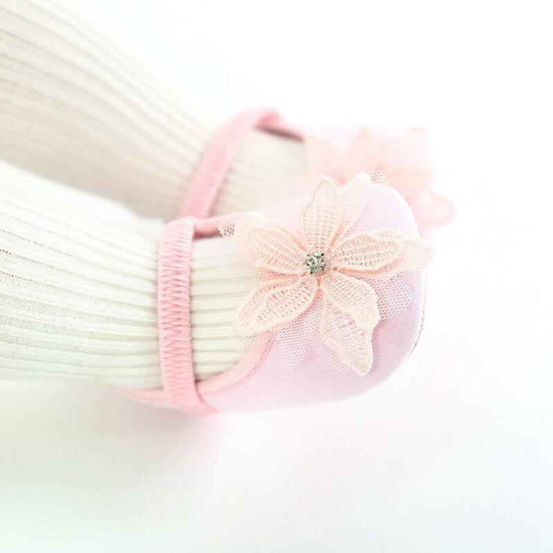 아기 소녀 유아 자수 플로랄 패턴 공주 신발 + 레이스 꽃 머리띠 사진 소품 세트