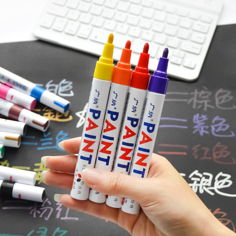 12 Kleuren Wit Waterdichte Rubberen Permanente Verf Marker Pen Autoband Loopvlak Milieu Band Schilderij Dropshipping