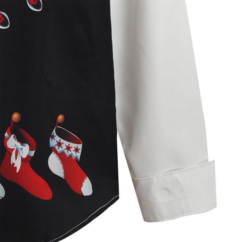 LUCLESAM Weihnachten Männer Print Kleid Hemd Festival Party Karneval Lange Sleeve Button Down Slim Fit Bluse Camisa de navidad