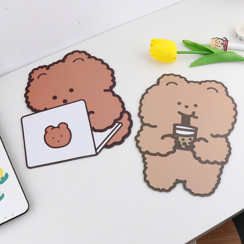 Alfombrilla de ratón con diseño de oso Kawaii para decoración de oficina, alfombrilla de escritorio con diseño de animales, impermeable, antideslizante, para niños y niñas, 1 unidad