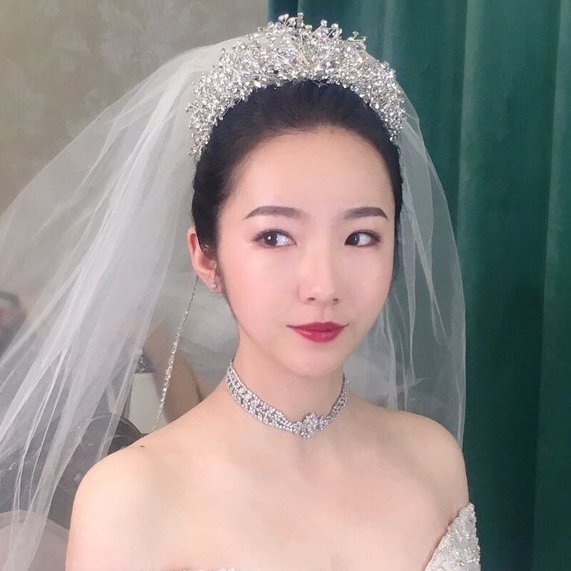 Coroa de cristal grandes hairbands novo artesanal strass sombra ramo acessórios do casamento da noiva coroa jóias casamento 2021 na moda