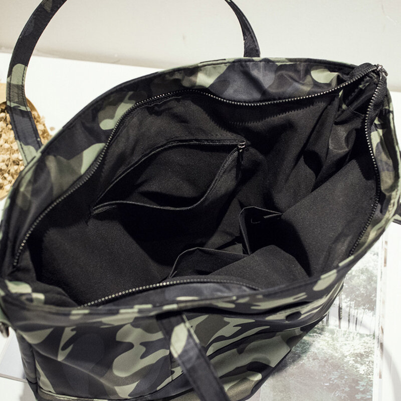 Korean Simple Fashion Handbags for Women Camouflage Oxford Weekender Tote Large Capacity Ladies Shoulder Bags Big Travel Purses
