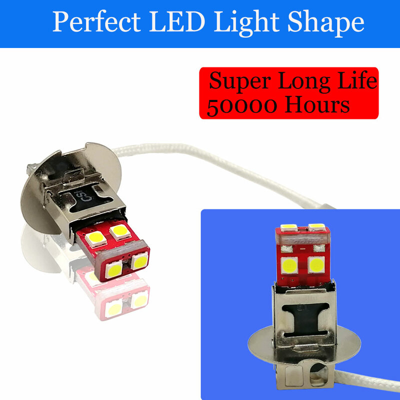 Супер яркие светодиодные лампы H1 H3, белые, 6SMD 3030, 12 В, 6000 К, автомобильные передние и задние противотуманные светильник ры