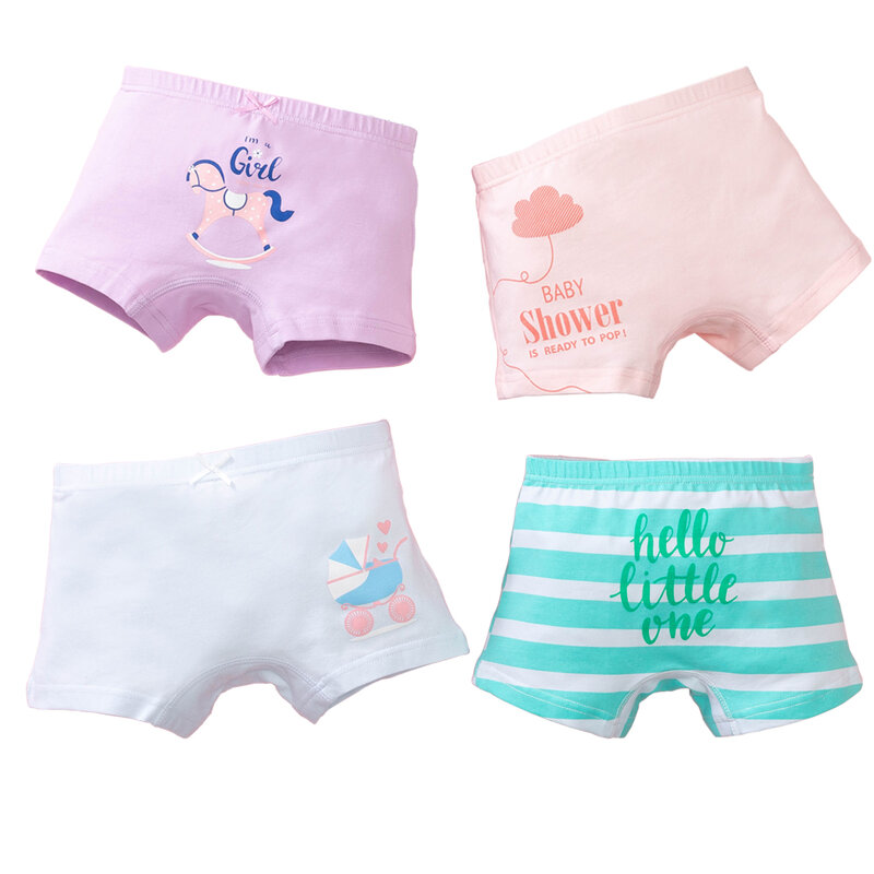 4pcs/ Pack Girls Cotton Boy Shorts Toddler Panties Baby Princess Underwear 3-12 Years By Core Pretty
