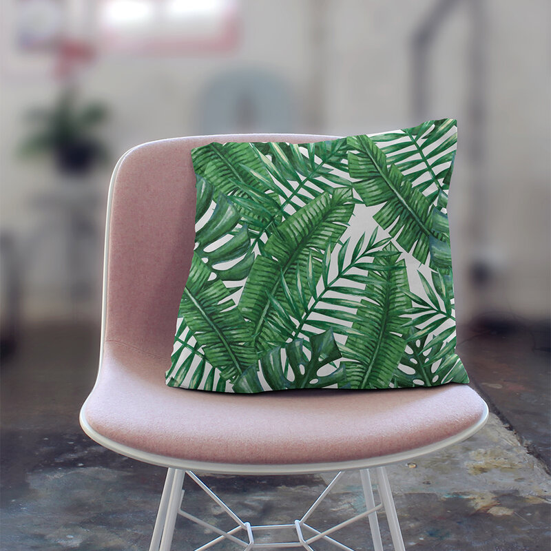 Przeciwkurzowe salon miękki niewidoczny zamek błyskawiczny tropikalna roślina Sofa poszewka na kanapę poszewka na poduszkę stylowe tekstylia domowe zielone liście