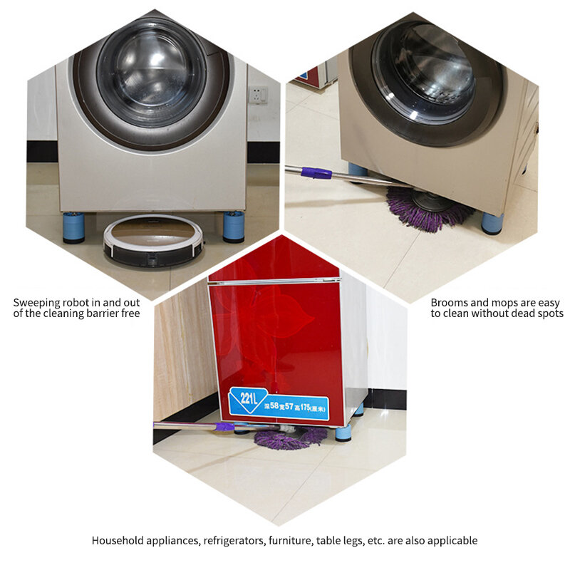 Tapete antiderrapante e antiderrapante de máquina de lavar, 4 unidades, antivibração, antiderrapante, geladeira, almofada para banheiro e cozinha