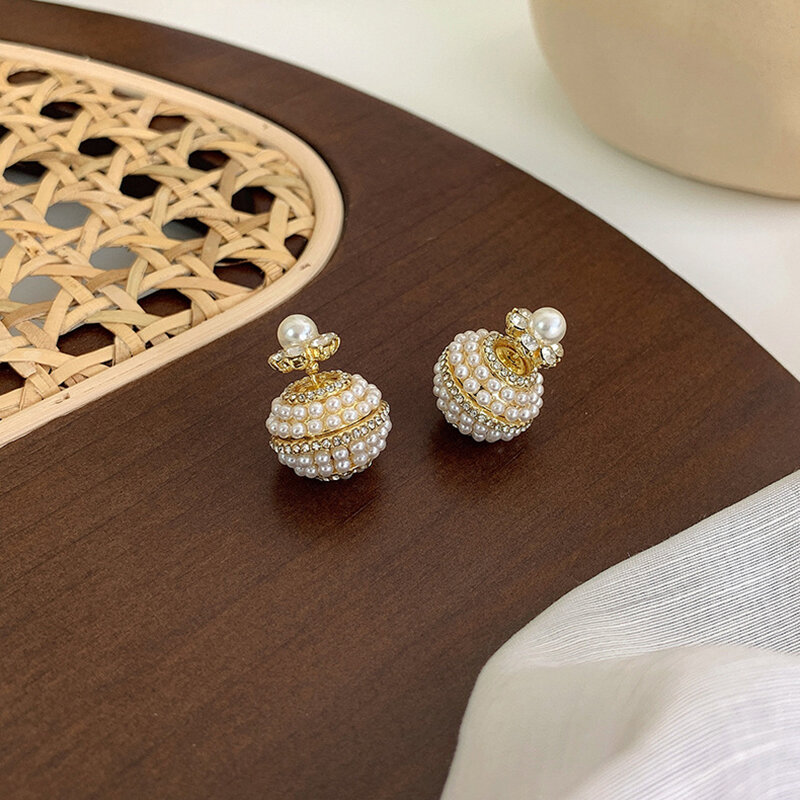 Boucles d'oreilles rondes en perles pour filles, bijoux de haute qualité, mode sud-coréenne, doux et élégant, cadeau de fête, Banquet, pour femmes