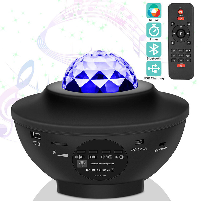 Fala wodna lampa projektora LED Blueteeth USB sterowanie głosem odtwarzacz muzyczny LED lampka nocna romantyczna lampa projektora prezent urodzinowy