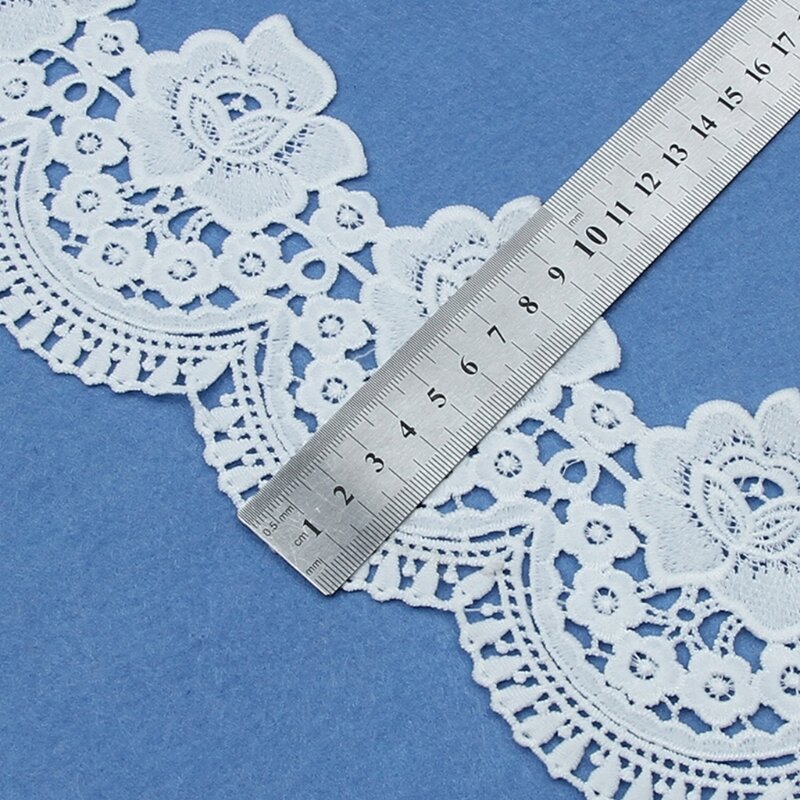X3UE Spitze TrimUnilateral Breite Polyester & Baumwolle Wasser-löslich Stickerei Spitze Weiß Hohl Kleidung Vorhang Spitze Zubehör