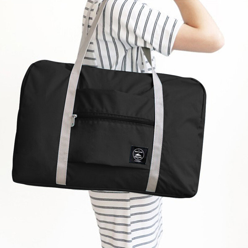솔리드 컬러 방수 Foldable 여행 가방 초경량 대용량 야외 휴대용 수하물 보관 가방 유니섹스 핸드백