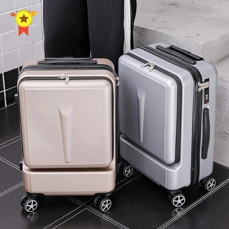 男性と女性のためのホイール付きスーツケース,荷物を描いたクリエイティブなトラベルバッグ,20インチのキャビンパスワード