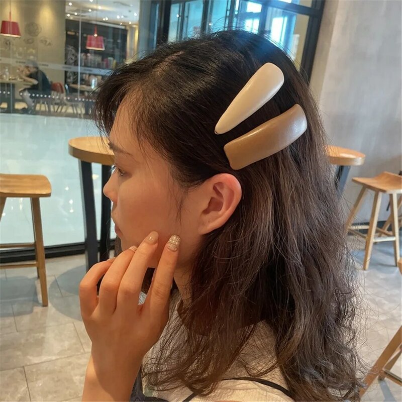 1PC PU Leather Hair Clip Sponge Padded Barrette Solid Thick Hairpin Bobby Clip Women Hair Snap Korean Style Headwear