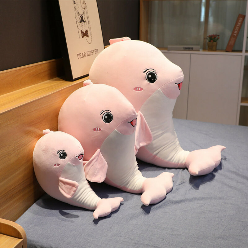 Miękka kreatywna pluszowe delfiny-zabawki wypchana bawełna zwierzątka lalki śliczna poduszka poduszka do drzemki w biurze zabawka dla dzieci prezent świąteczny dla dziewczynki