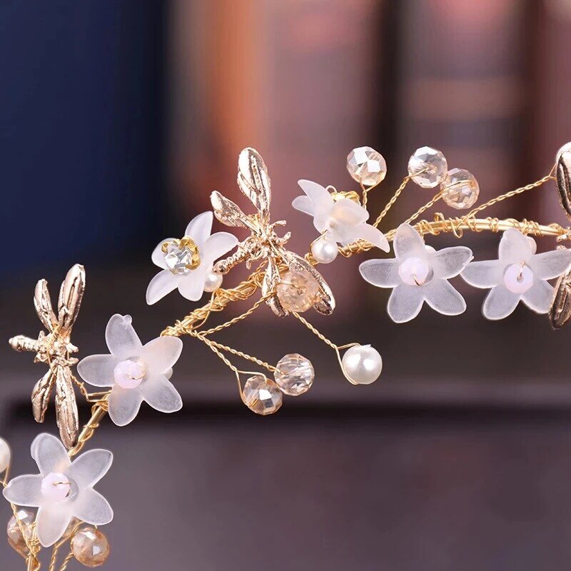 Opaska do włosów stroik białe kwiaty wykwintne kwiaty Hairband biżuteria dla nowożeńców nadaje się również do występów dla dzieci
