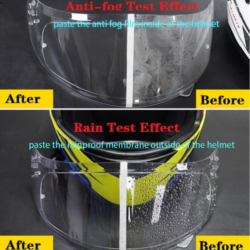 透明なオートバイのヘルメットフィルム,防曇および雨ステッカー,耐久性のあるナノコーティングを施した粘着フィルム,ヘルメットアクセサリー