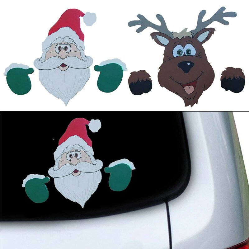 Charming Christmas Decor Späht Bei Santa Elch Geeignet Für Parkplatz Zaun CarSticker Weihnachten Tag