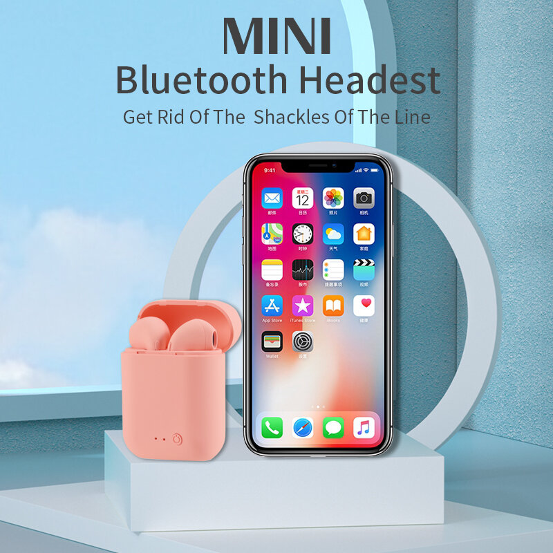 Earphone MINI-2 Headphone Nirkabel Earbud Bluetooth Tahan Air Earpiece Musik Headset Olahraga Berfungsi Pada Semua Stereo Ponsel Pintar