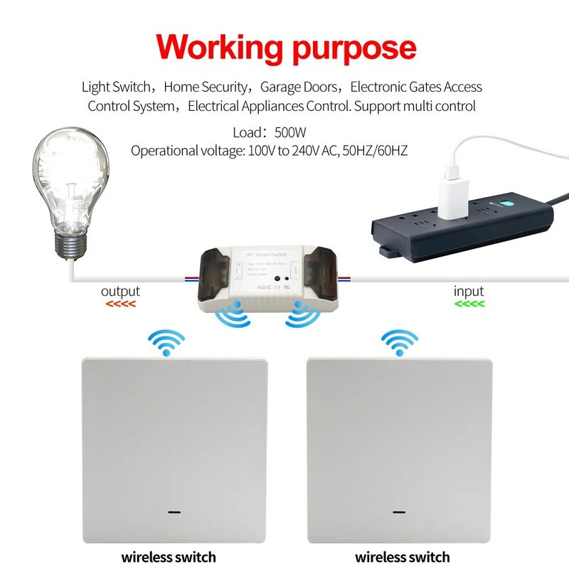 Smart Life APP WiFi RF DIY Switch Wifi Smart Breaker Switch Wireless Controller Light RF 433Mhz Wall DIY Relay Timer Tuya