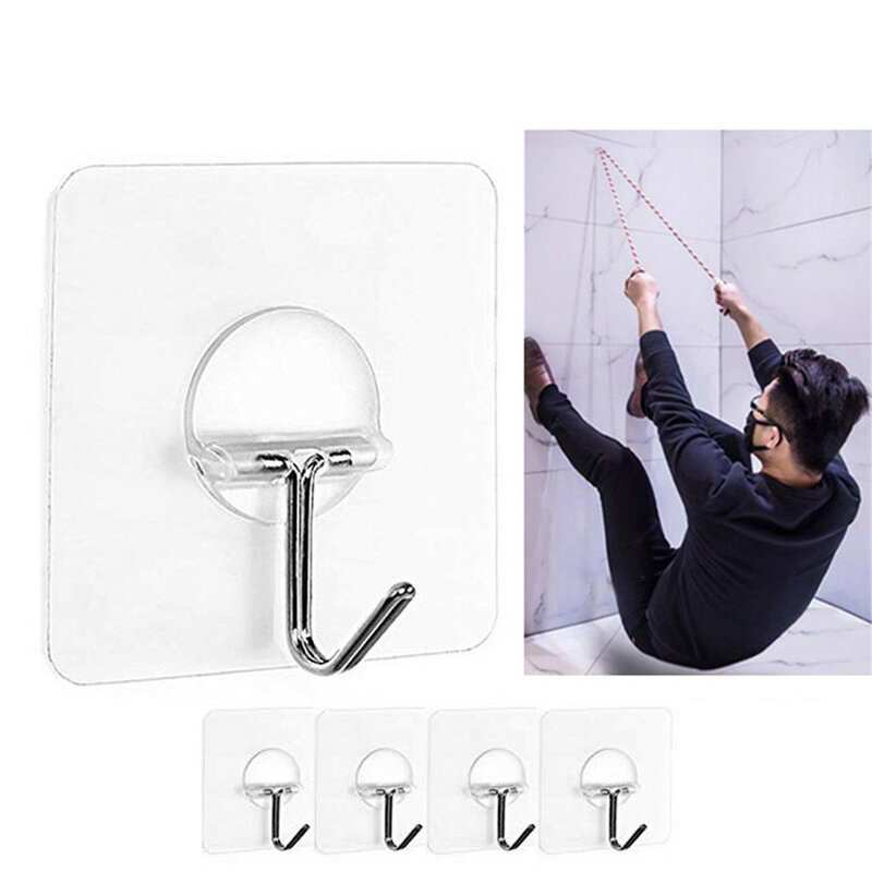4/8Pcs Hooks Transparent Strong Self Adhesive Door Wall Hangers Hooks Suction Heavy Load Rack Cup Sucker for Kitchen Bathroom